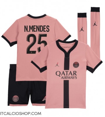 Paris Saint-Germain Nuno Mendes #25 Terza Maglia Bambino 2024-25 Manica Corta (+ Pantaloni corti)